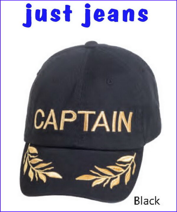 Καπέλο Τζόκεϊ Captain Μαύρο με Χρυσή Κλάρα & Κέντημα
